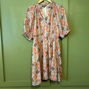 THML Women's Geometric Midi Dress - Pink and Orange